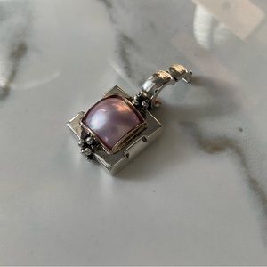 Michael Dawkins Pink Pearl Box Pendant, 14K gold & Sterling, VINTAGE